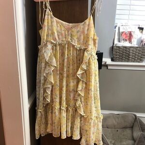 Yellow Floral Maronie Ruffle Baby Doll Dress